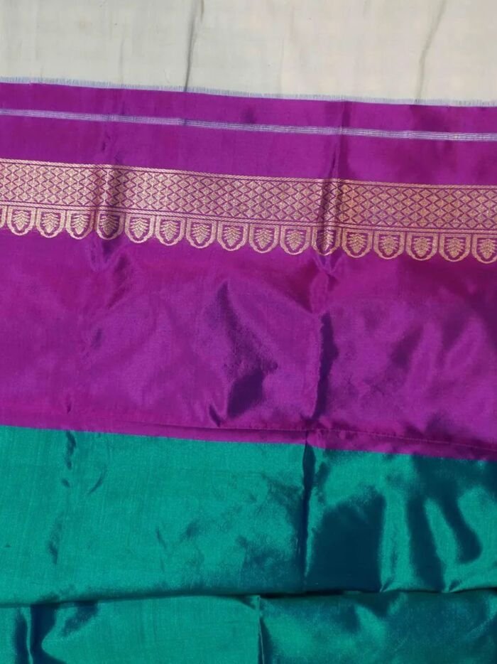 KashiFab Teal Banarasi Silk Coord Set online - authentic Varanasi Banarasi silk coord set - detail view 5