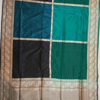 KashiFab Teal Banarasi Silk Saree online - authentic Varanasi Banarasi silk saree