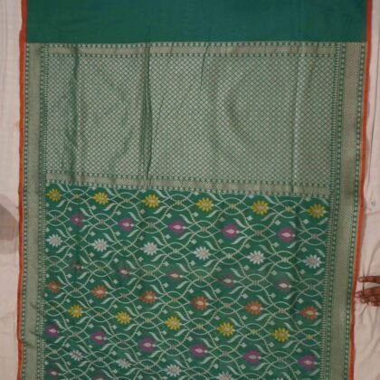KashiFab Teal Banarasi Silk Saree online - authentic Varanasi Banarasi silk saree