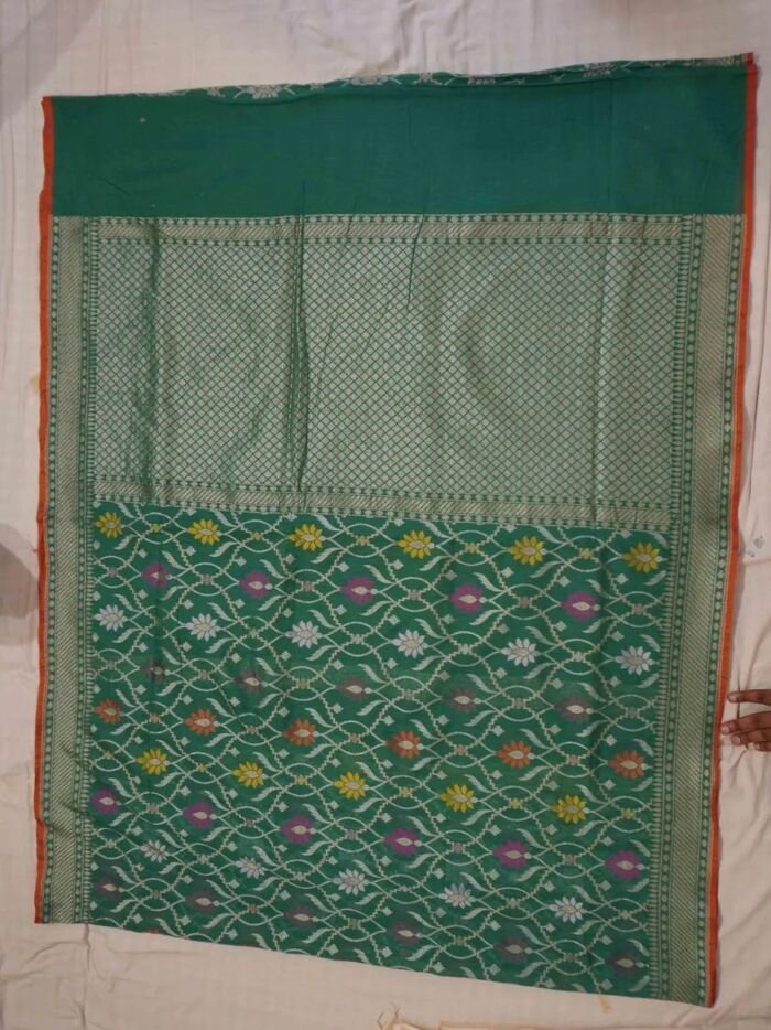 KashiFab Teal Banarasi Silk Saree online - authentic Varanasi Banarasi silk saree