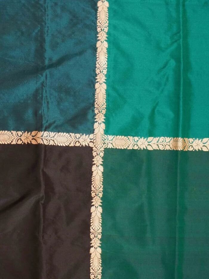KashiFab Teal Banarasi Silk Saree online - authentic Varanasi Banarasi silk saree - detail view 2