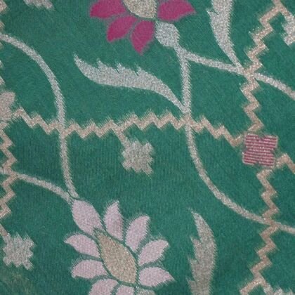 KashiFab Teal Banarasi Silk Saree online - authentic Varanasi Banarasi silk saree - detail view 2
