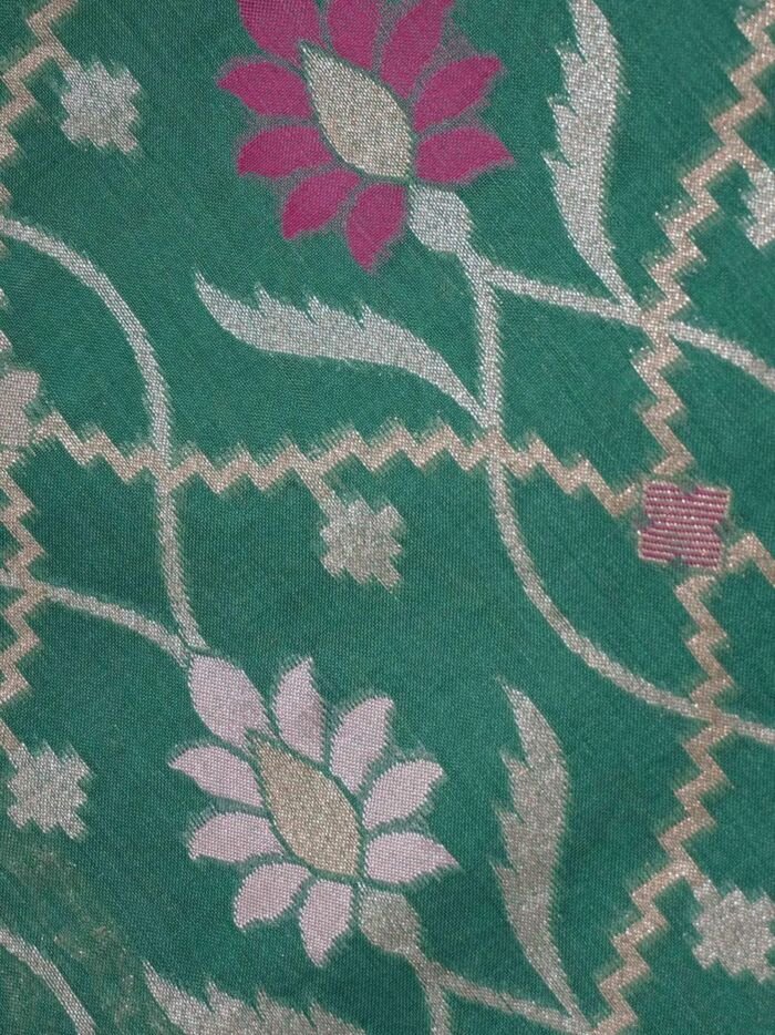 KashiFab Teal Banarasi Silk Saree online - authentic Varanasi Banarasi silk saree - detail view 2
