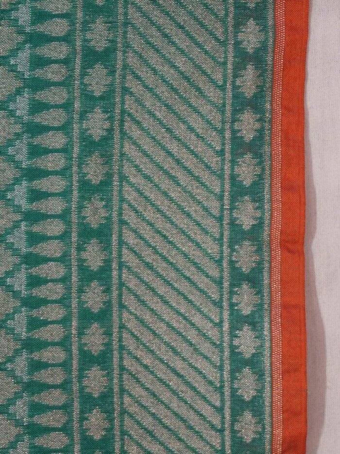 KashiFab Teal Banarasi Silk Saree online - authentic Varanasi Banarasi silk saree - detail view 3