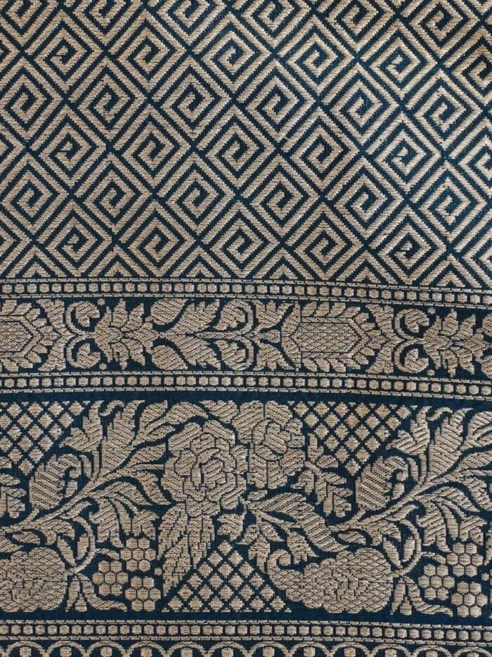 KashiFab Teal Banarasi Silk Saree online - authentic Varanasi Banarasi silk saree - detail view 5