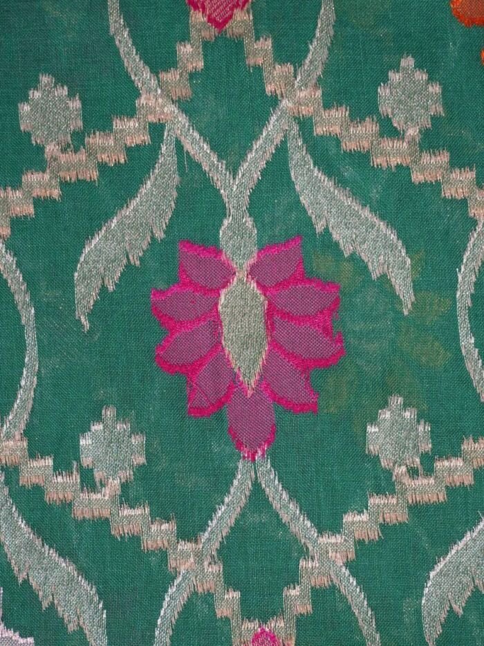 KashiFab Teal Banarasi Silk Saree online - authentic Varanasi Banarasi silk saree - detail view 5