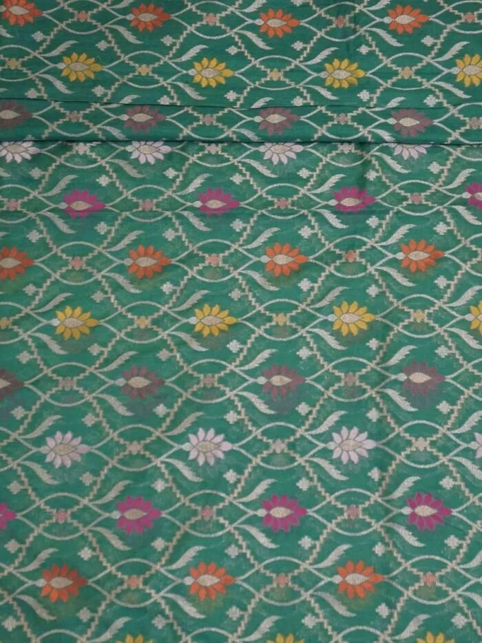 KashiFab Teal Banarasi Silk Saree online - authentic Varanasi Banarasi silk saree - detail view 7
