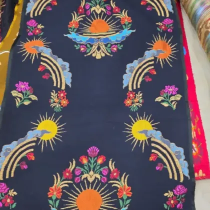 KashiFab CHO Navy Sun Moon Tibetan Brocade - Tibetan brocade Varanasi wholesale