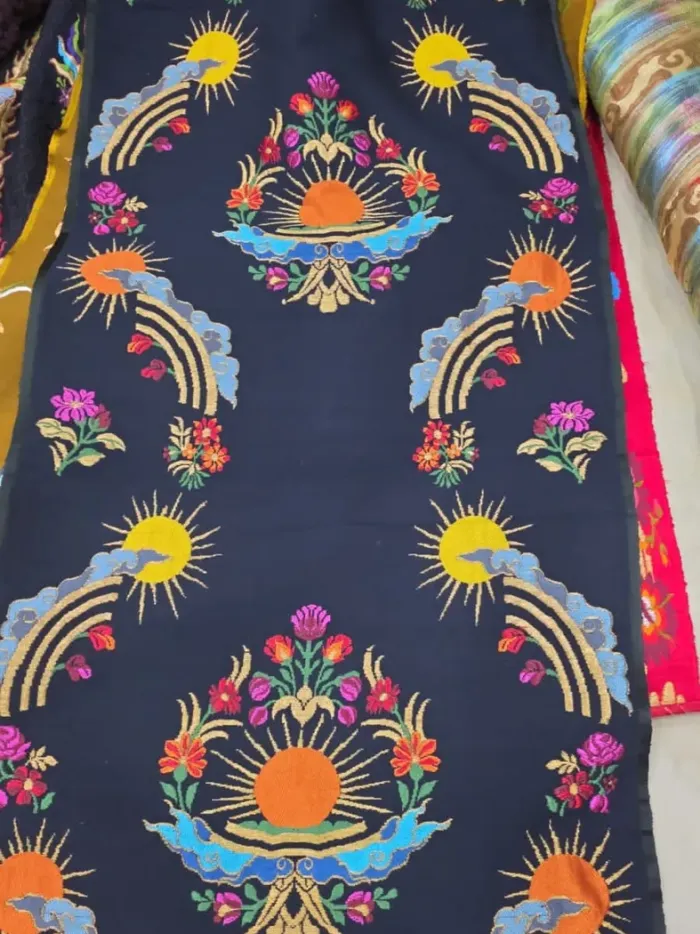 KashiFab CHO Navy Sun Moon Tibetan Brocade - Tibetan brocade Varanasi wholesale