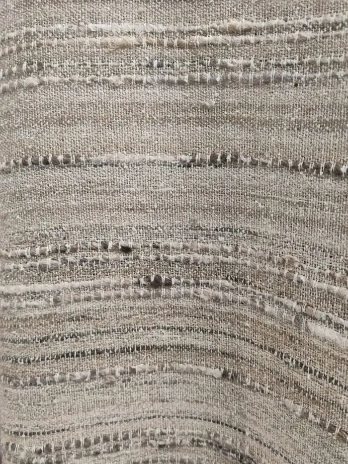 Variegated Beige Taupe Banarasi Raw Silk Fabric - Banded Slub Metre KashiFab Variegated Beige Taupe Banarasi Raw Silk Fabric - Banded Slub Metre