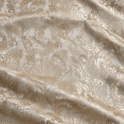 KashiFab CHO Tibetan Brocade - Ivory Tonal floral damask - KF-CHO #17221 Tibetan brocade Varanasi
