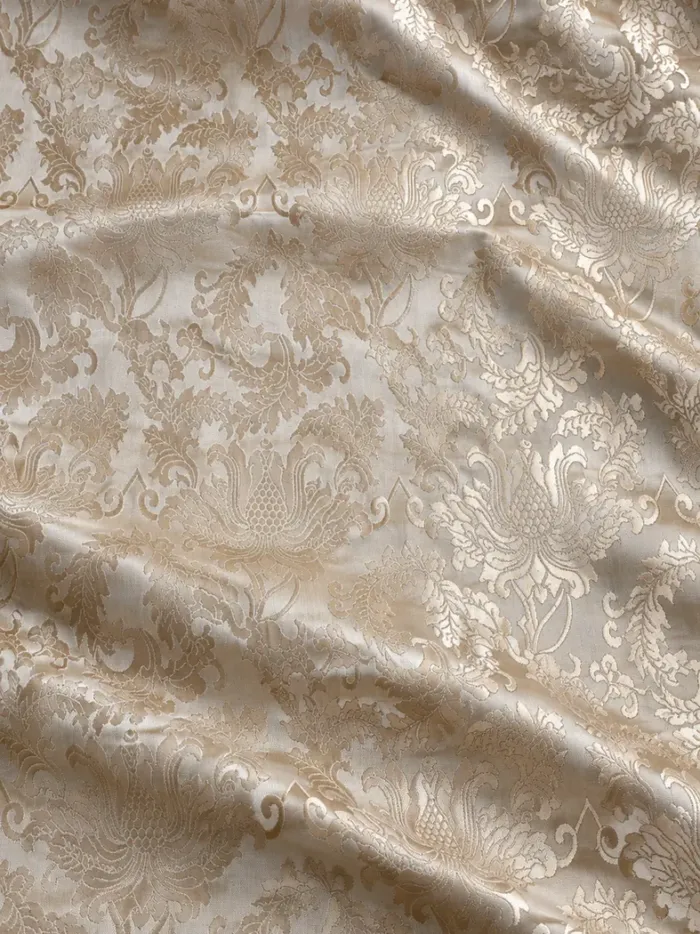 KashiFab CHO Tibetan Brocade - Ivory Tonal floral damask - KF-CHO #17221 Tibetan brocade Varanasi