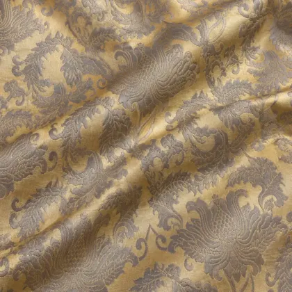 KashiFab CHO Tibetan Brocade - Antique gold Tonal peony - KF-CHO #17224 Tibetan brocade Varanasi