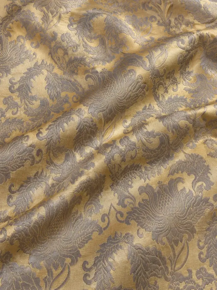 KashiFab CHO Tibetan Brocade - Antique gold Tonal peony - KF-CHO #17224 Tibetan brocade Varanasi