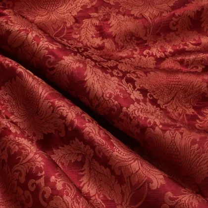 KashiFab CHO Tibetan Brocade - Red Tonal red floral - KF-CHO #17226 Tibetan brocade Varanasi