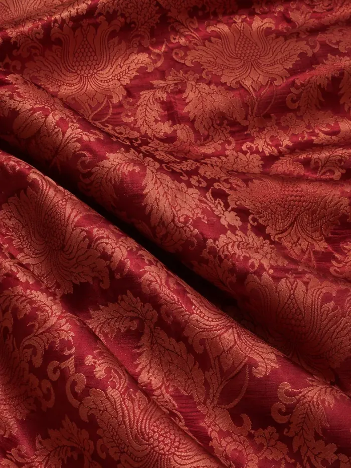 KashiFab CHO Tibetan Brocade - Red Tonal red floral - KF-CHO #17226 Tibetan brocade Varanasi