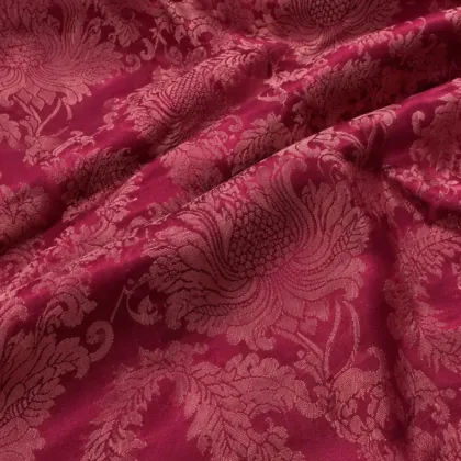 KashiFab CHO Tibetan Brocade - Magenta Silver peony vine - KF-CHO #17228 Tibetan brocade Varanasi