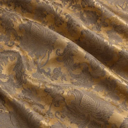 KashiFab CHO Tibetan Brocade - Antique gold Muted floral - KF-CHO #17232 Tibetan brocade Varanasi