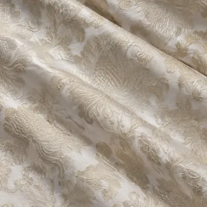 KashiFab CHO Tibetan Brocade - Ivory Tonal ivory floral - KF-CHO #17235 Tibetan brocade Varanasi
