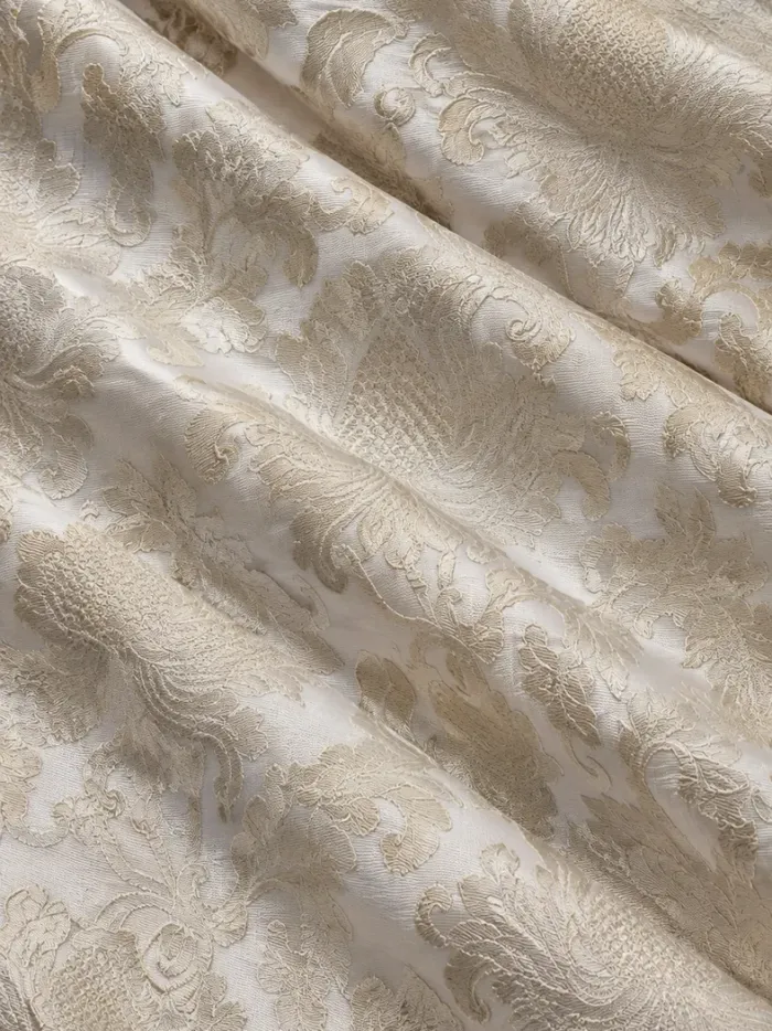 KashiFab CHO Tibetan Brocade - Ivory Tonal ivory floral - KF-CHO #17235 Tibetan brocade Varanasi