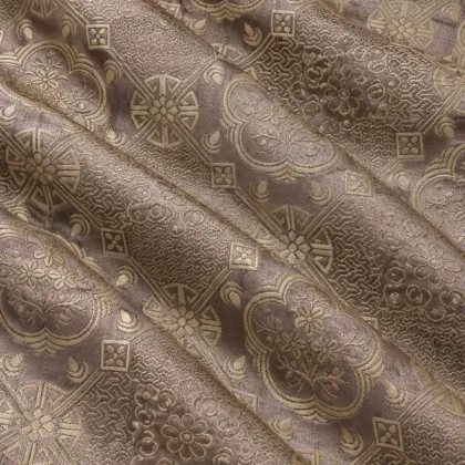 KashiFab CHO Tibetan Brocade - Taupe Cloud lattice - KF-CHO #17236 Tibetan brocade Varanasi