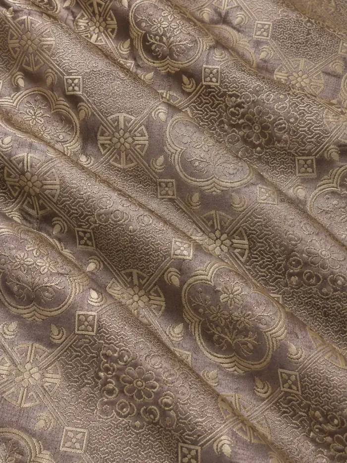 KashiFab CHO Tibetan Brocade - Taupe Cloud lattice - KF-CHO #17236 Tibetan brocade Varanasi