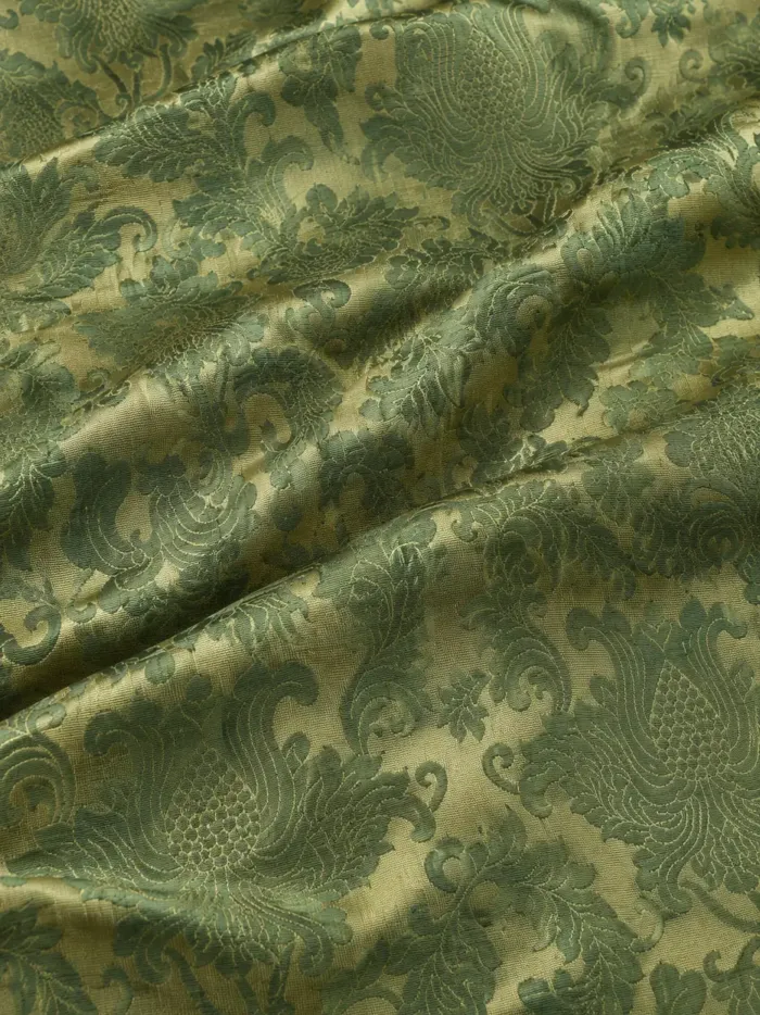 KashiFab CHO Tibetan Brocade - Olive Olive leaf floral - KF-CHO #17238 Tibetan brocade Varanasi