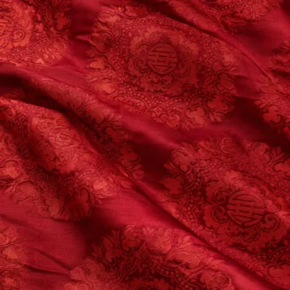 KashiFab CHO Tibetan Brocade - Red Tonal round floral - KF-CHO #17244 Tibetan brocade Varanasi