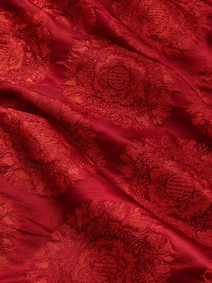 KashiFab CHO Tibetan Brocade - Red Tonal round floral - KF-CHO #17244 Tibetan brocade Varanasi