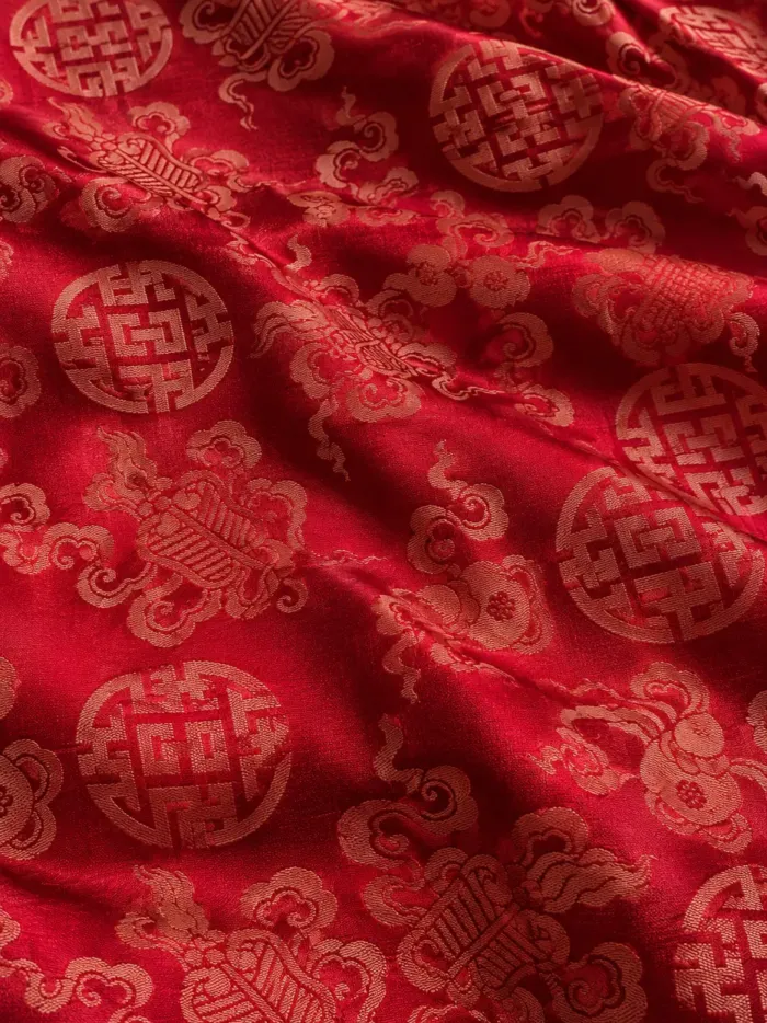 KashiFab CHO Tibetan Brocade - Red Tonal shou cloud - KF-CHO #17245 Tibetan brocade Varanasi