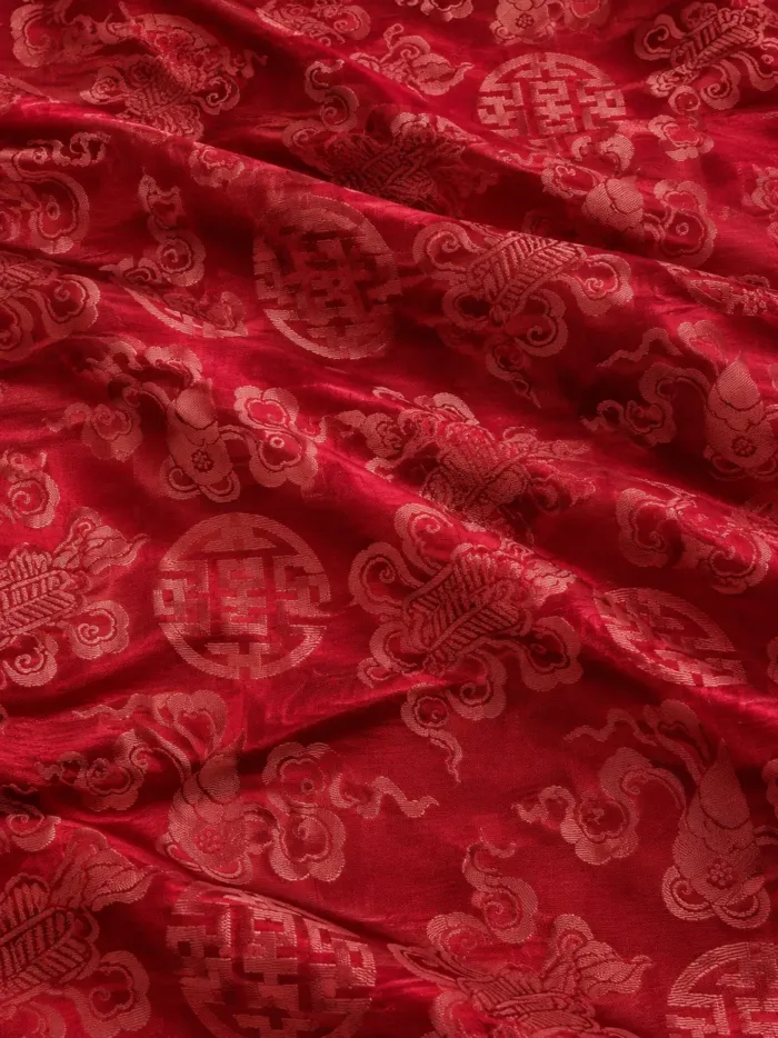 KashiFab CHO Tibetan Brocade - Red Close red floral KashiFab CHO Tibetan Brocade - Red Close red floral - KF-CHO #17255 Tibetan brocade Varanasi