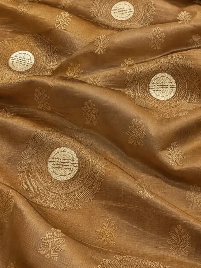 KashiFab CHO Tibetan Brocade - Bronze Tonal roundel - KF-CHO #17256 Tibetan brocade Varanasi