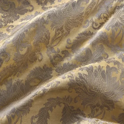 KashiFab CHO Tibetan Brocade - Ivory Quiet ivory floral - KF-CHO #17272 Tibetan brocade Varanasi