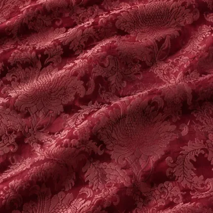 KashiFab CHO Tibetan Brocade - Deep red Dense red floral - KF-CHO #17274 Tibetan brocade Varanasi