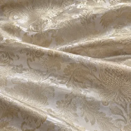 KashiFab CHO Tibetan Brocade - Ivory Soft ivory floral - KF-CHO #17277 Tibetan brocade Varanasi
