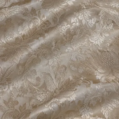 KashiFab CHO Tibetan Brocade - Silver Silver floral texture - KF-CHO #17282 Tibetan brocade Varanasi