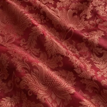 KashiFab CHO Tibetan Brocade - Red Dense red texture - KF-CHO #17284 Tibetan brocade Varanasi
