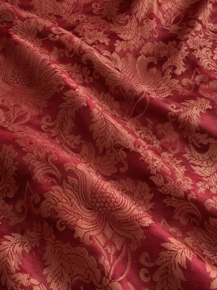 KashiFab CHO Tibetan Brocade - Red Dense red texture - KF-CHO #17284 Tibetan brocade Varanasi