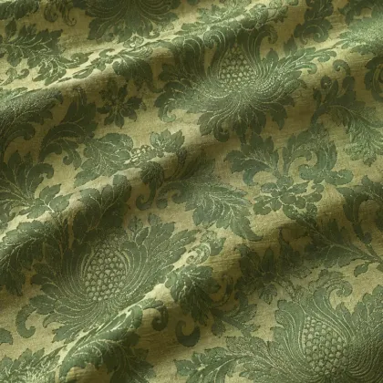 KashiFab CHO Tibetan Brocade - Lime Lime leaf floral - KF-CHO #17289 Tibetan brocade Varanasi