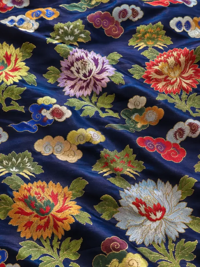 KashiFab CHO Tibetan Brocade - Navy Flower and cloud KashiFab CHO Tibetan Brocade - Navy Flower and cloud - KF-CHO #17293 Tibetan brocade Varanasi