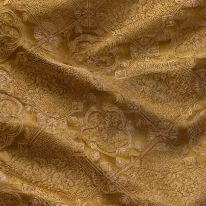 KashiFab CHO Tibetan Brocade - Gold Quiet gold floral - KF-CHO #17294 Tibetan brocade Varanasi