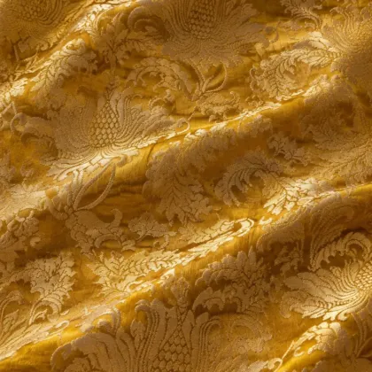 KashiFab CHO Tibetan Brocade - Antique gold Dense gold floral - KF-CHO #17295 Tibetan brocade Varanasi