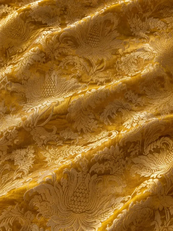 KashiFab CHO Tibetan Brocade - Antique gold Dense gold floral - KF-CHO #17295 Tibetan brocade Varanasi