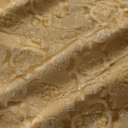 KashiFab CHO Tibetan Brocade - Gold Small colour flower - KF-CHO #17297 Tibetan brocade Varanasi