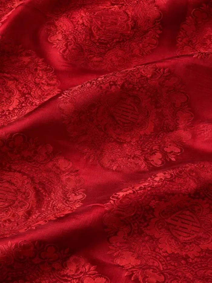 KashiFab CHO Tibetan Brocade - Red Red floral texture - KF-CHO #17305 Tibetan brocade Varanasi