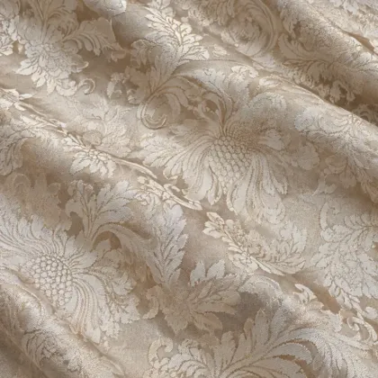 KashiFab CHO Tibetan Brocade - Cream Cream floral texture - KF-CHO #17314 Tibetan brocade Varanasi