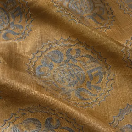 KashiFab CHO Tibetan Brocade - Mustard Tonal shou roundel - KF-CHO #17325 Tibetan brocade Varanasi
