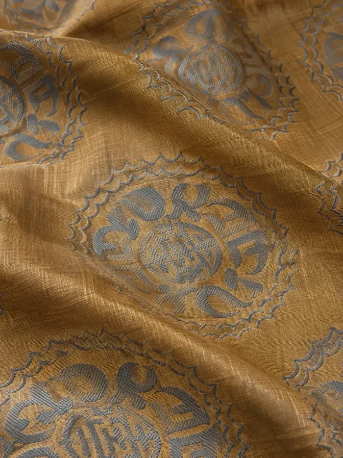 KashiFab CHO Tibetan Brocade - Mustard Tonal shou roundel - KF-CHO #17325 Tibetan brocade Varanasi