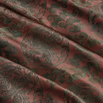 KashiFab CHO Tibetan Brocade - Rust Green roundel - KF-CHO #17333 Tibetan brocade Varanasi