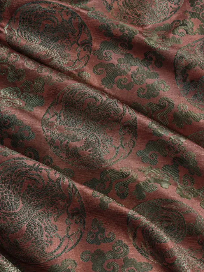 KashiFab CHO Tibetan Brocade - Rust Green roundel - KF-CHO #17333 Tibetan brocade Varanasi